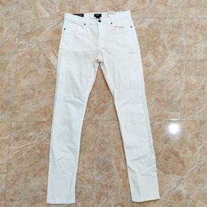 White Ecru Stretch H&M Skinny Denim Jeans